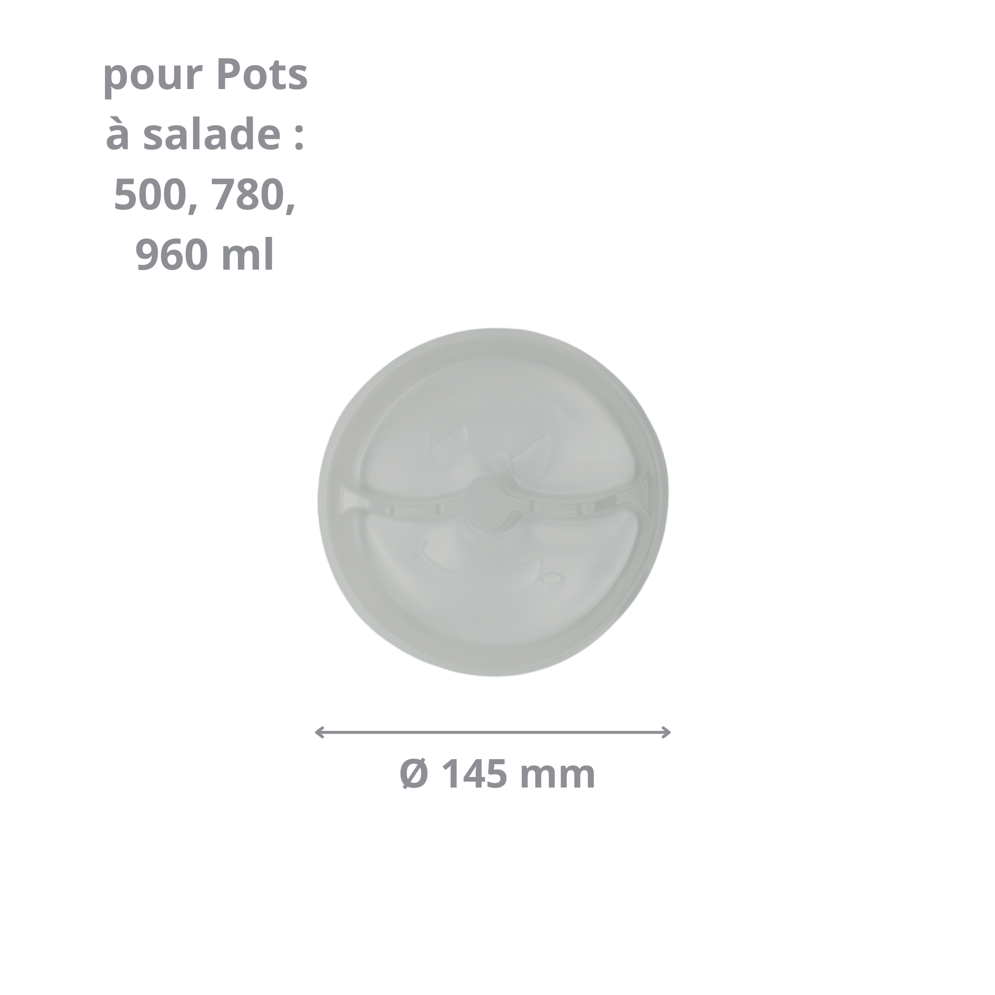 Insert 2 compartiments transparent en plastique RPET diamètre 145 mm pour Pot Salade 780 ml